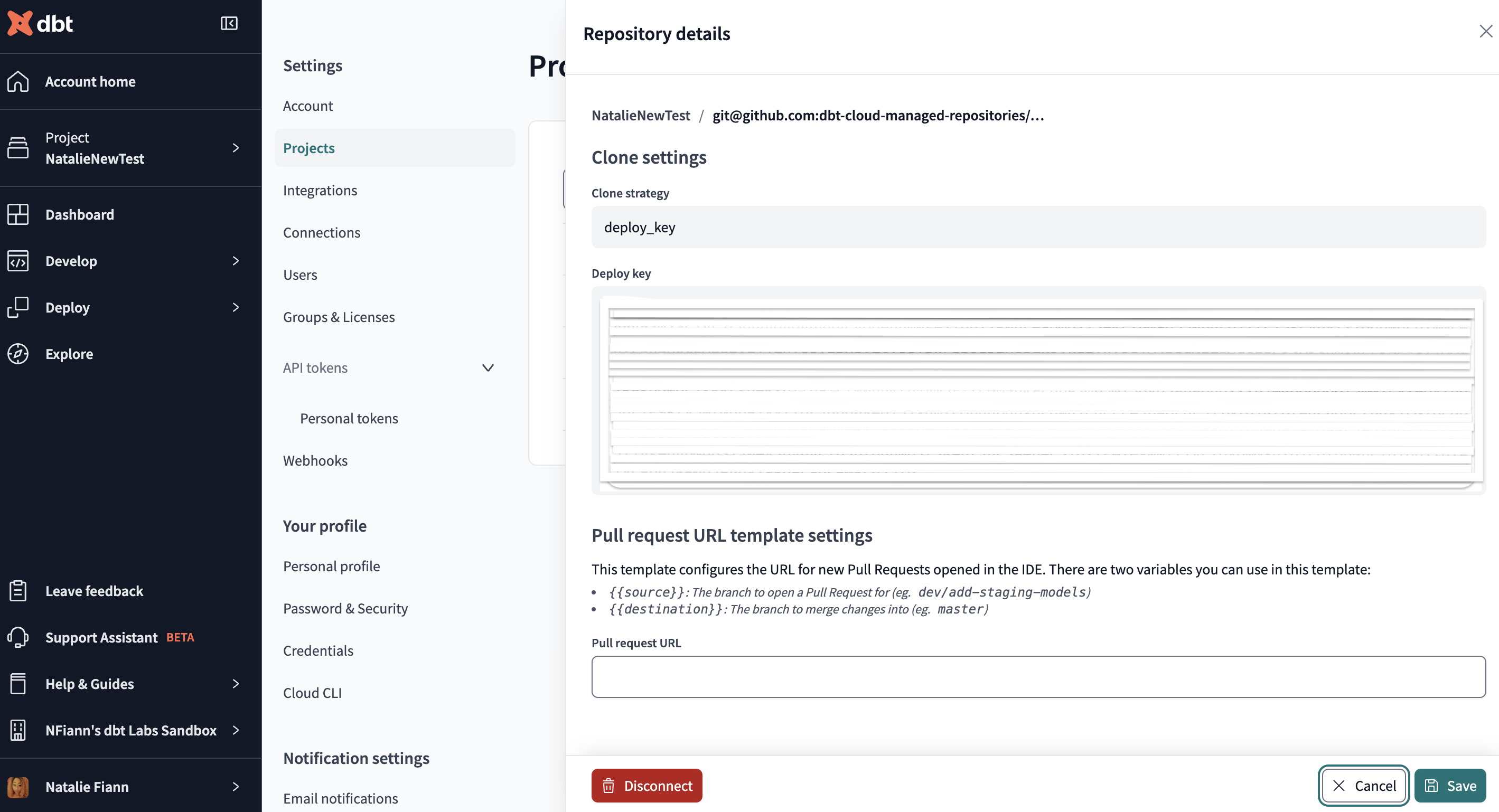 Disconnect and reconnect your git repository in your dbt Cloud Account Settings pages. Disconnect and reconnect your git repository in your dbt Cloud Account Settings pages.